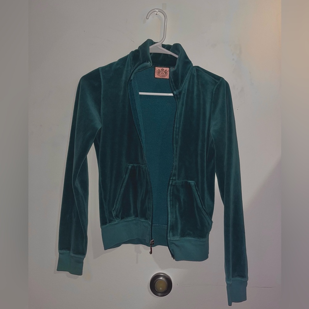 JUICY COUTURE TEAL ZIP UP MOCK NECK CUTE